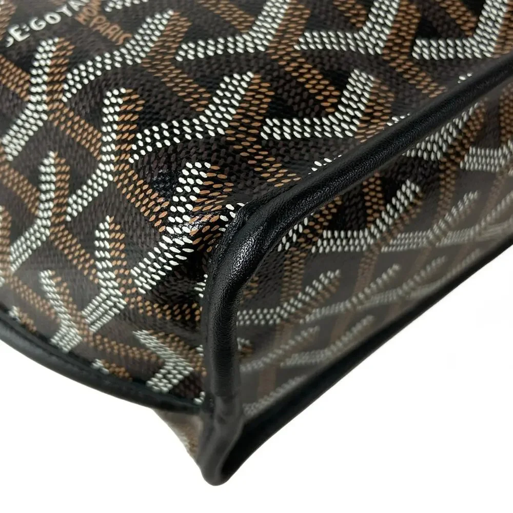 Goyard Ange Mini Handbag Black Dark Brown White chevroche calfskin Canvas